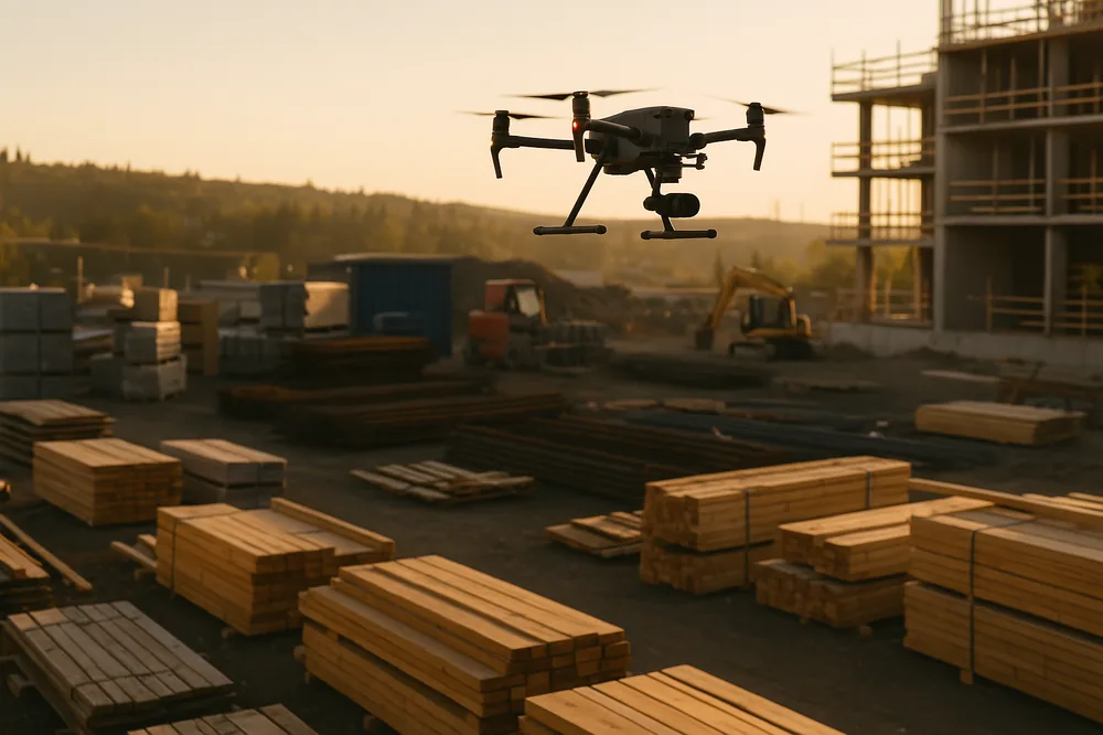 Commercial survey drone inspecting elevated infrastructure, capturing high-resolution imagery without the cost or risk of a manned aircraft or a climb.